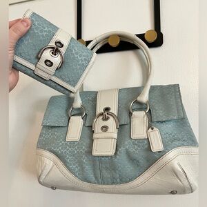 Coach - Elegant Blue and Cream Handbag Set